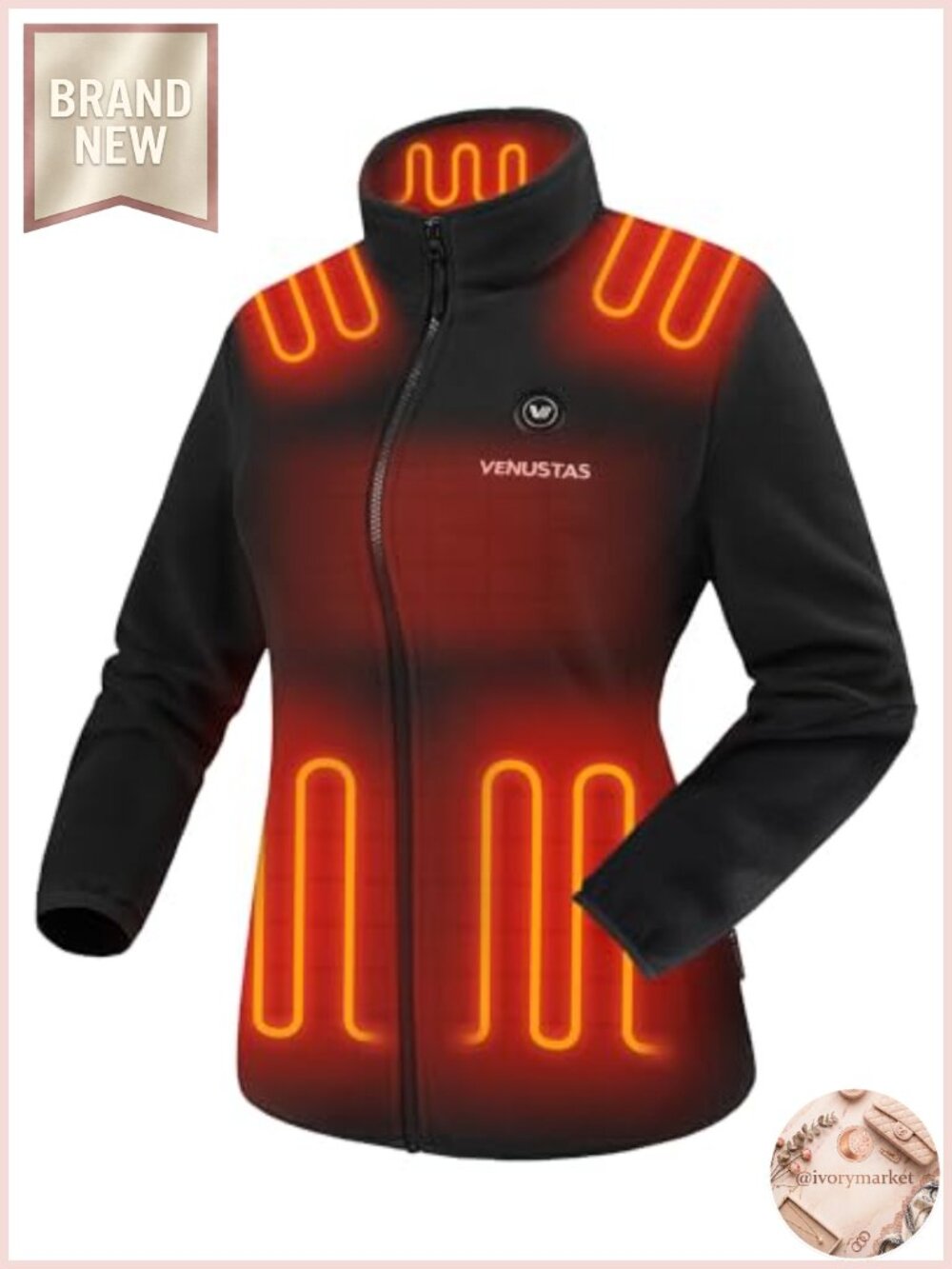 Women's Heated Fleece Jacket with Battery Pack, 6 Heating Zones, Outdoor